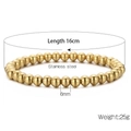 6mm gold beaded stretch bracelet in polished stainless steel for women fashion - Gold Stainless Steel Ball Bracelet 6mm (KB161879-Z)