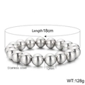 12mm polished stainless steel bead stretch bracelet 18cm long for women and men - Kb161898-z