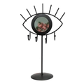 Soporte de metal negro para joyas en forma de ojo con espejo y cuatro ganchos - Estilo A - Ojo Negro