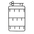 Black metal jewelry organizer rack with eleven hooks and decorative key design - Style B - Black Key
