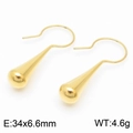 Pendientes de gota dorados de acero de titanio con medidas 34x6,6mm y un peso de 4,6g - Dorado
