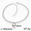 Bracciale a catena con sfere d'argento da 3mm e un ciondolo sferico da 8mm in acciaio - Bracciale in acciaio da 8mm (KB167257-Z)
