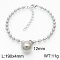 Bracciale a catena con sfere in acciaio inox con ciondolo da 12mm e chiusura a moschettone - Bracciale in acciaio da 12mm (KB167260-Z)