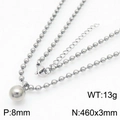 Collana a sfere in acciaio inossidabile argento con ciondolo a sfera da 8mm e chiusura - Collana in acciaio da 9mm (KN234403-Z)