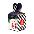 Scatola regalo di Natale blu scuro con Babbo Natale e manico a forma di cuore - Babbo Natale e Renna / Blu