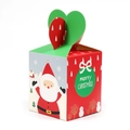 Scatola regalo di Natale con Babbo Natale e manico a forma di cuore in alto - Babbo Natale / Verde