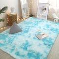 Blue and white gradient tie-dye plush rug with soft shaggy texture for bedroom decor - Gradient Azure Shaggy / 50*160cm