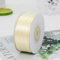3mm cream yellow double-sided satin ribbon roll for bookmarks and DIY craft projects - One Roll 91 Meters Long / Off-White (08#)