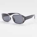 Gafas de sol vintage cuadradas para mujer con montura negra gruesa y líneas plateadas - Montura Negro Plata Lentes Negro Gris