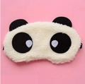 Antifaz para dormir de panda de felpa blanca suave con banda elástica negra - Bizco