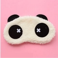 Antifaz para dormir de panda en felpa blanca suave con orejas negras y bordado - Ojos XX