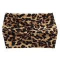 Elastic wide leopard print headband with a stylish twist knot for yoga and sports - Yellow Leopard
