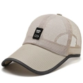 Beige quick-dry mesh baseball cap for men with breathable outdoor sun protection design - Adjustable / Beige