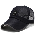 Navy blue quick-dry mesh baseball cap with gray piping and breathable design - Adjustable / Navy Blue