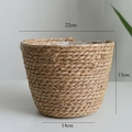 Vaso da fiori in paglia naturale intrecciata con fodera, altezza 15cm, ø 22cm - Naturale Medio Conico