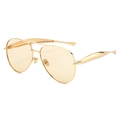 Modern aviator sunglasses with gold metal frame and yellow tinted lenses for a retro look - Gold Frame Champagne Lens
