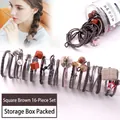 16-piece coffee brown hair tie set with pearls and star charms in a storage jar - 8# Cube Brown 16-piece Set