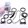 10-piece black elastic hair tie set with faux pearls in clear storage jar - 46# Elegant Black 10-piece Set