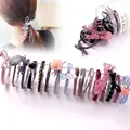 16-piece Korean hair tie set with beads and charms in a transparent storage jar - #6 Braided Pink 16-piece Set