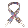 Tracolla regolabile con motivo floreale e fibbie in metallo dorato su bianco - N. 106 Floreale + Fibbia Dorata