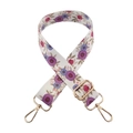 Floral replacement strap for bags with adjustable length and golden metal hooks - No.104 Floral + Gold Buckle