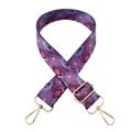 Adjustable wide replacement strap with purple geometric pattern and gold metal hooks - Style 114 + Gold Buckle