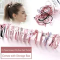 Set di 12 elastici per capelli rosa con perle e fiocchi in barattolo trasparente - 47# Bowknot Korean Pink Set Da 12 Pezzi [versione Benessere Limitata A 10 Pezzi Al Giorno]
