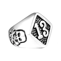 Gotischer Edelstahl-Totenkopfring mit Nummer 13 im Punk-Rock-Vintage-Silberstil - US 9 / Silber