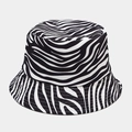 Chapeau bob réversible avec imprimé zébré noir et blanc pour protection solaire en plein air - Zèbre Noir Blanc