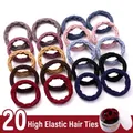 Set of 20 high-elasticity ribbed hair ties in assorted colors with storage jar - #1 Wavy Colored 20 Sticks - Canned