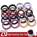 20pcs high-elasticity hair ties set in mixed colors with transparent storage jar - Style 2# Grid Colors (20 Pcs Canister)