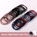 30pcs high elasticity hair ties set in various colors with round storage box - Style 24# Three-in-one Hair Ties (30 Pcs Canister)