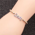 Colorful beaded bracelet with Love charm and micro-inlaid multi-color zircon stones - LOVE Letter 10 White Gold