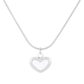 Elegant silver heart pendant necklace with sleek snake chain on a clean white background - Steel Chain White Heart Pendant (KN236542-HR)