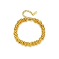 Goldenes Gliederarmband in gedrehter Croissant-Optik aus poliertem Edelstahl mit Kette - Gedrehtes Seil Stil / Gold