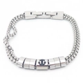 Bracelet homme en acier inoxydable argenté à triple chaîne de billes et motif ancre - Style Ancre (Style B Couleur Acier KB169002-AQ)