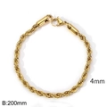 Golden 4mm stainless steel rope chain bracelet with 200mm length and lobster clasp - Lobster Clasp 4mm (KB169733-Z)