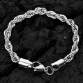 Polished stainless steel 5mm rope chain bracelet with lobster clasp on dark stone - 5mm Steel Color 20cm