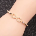 Gold infinity bracelet for women featuring multi-color beads and micro-pave cubic zirconia - B0114 White Zirconia