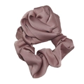 Pink silk scrunchie featuring a 3D rose flower design for retro elegant hair styling - Smoky Pink