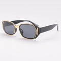 Gafas de sol vintage para mujer con montura negra y detalles metálicos geométricos dorados - Montura Negro Oro Lentes Negro Gris