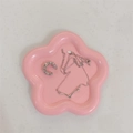 Rosa Keramik-Blumenschale für Schmuck mit silberner Kette und Ohrklemme als Dekoration - Rosa Blume
