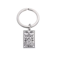 Libra zodiac stainless steel keychain with rectangular charm on white background - Silver-Libra (12星座钥匙扣钢色-1)