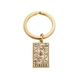 Gold stainless steel Pisces zodiac keychain with engraved fish pattern and constellation - Gold-Pisces (12星座钥匙扣金色-6)