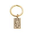 Golden Leo zodiac sign keychain with stainless steel tarot card style pendant - Gold-Leo (12星座钥匙扣金色-12)