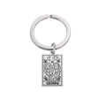Silver stainless steel Gemini zodiac keychain with rectangular engraved tag pendant - Silver-Gemini (12星座钥匙扣钢色-3)