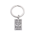 Personalized stainless steel Aries zodiac tarot style keychain charm with engraving - Silver-Aries (12星座钥匙扣钢色-9)