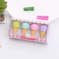 Creative 4-piece ice cream cone eraser set in a cute cartoon bear window gift box - Ice Cream Cone Series