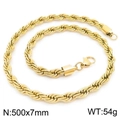 7mm gold stainless steel twist rope chain necklace with classic lobster clasp, 50cm length - 7mm / 50cm / Gold