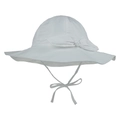 Detail of baby sun hat featuring wide brim, white cotton fabric, and side bow decoration - 50cm Circumference 1-2Y / White